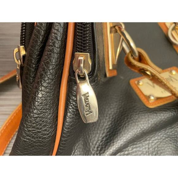 Valentina Shoulder Handbag Straps Black/Brown Genuine Leather Made In Italy - Picture 12 of 16